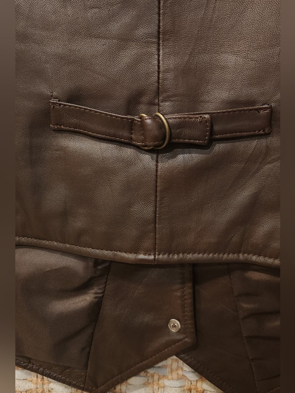 CAbi Chocolate Brown Genuine Leather "Western Tailored" Vest. Size -L - Picture 5 of 9